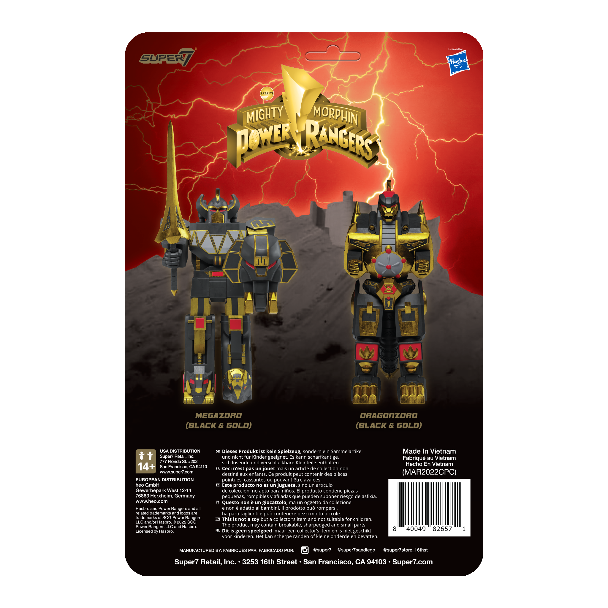 Super7 ReAction Megazord Black Gold figurină negru-auriu
