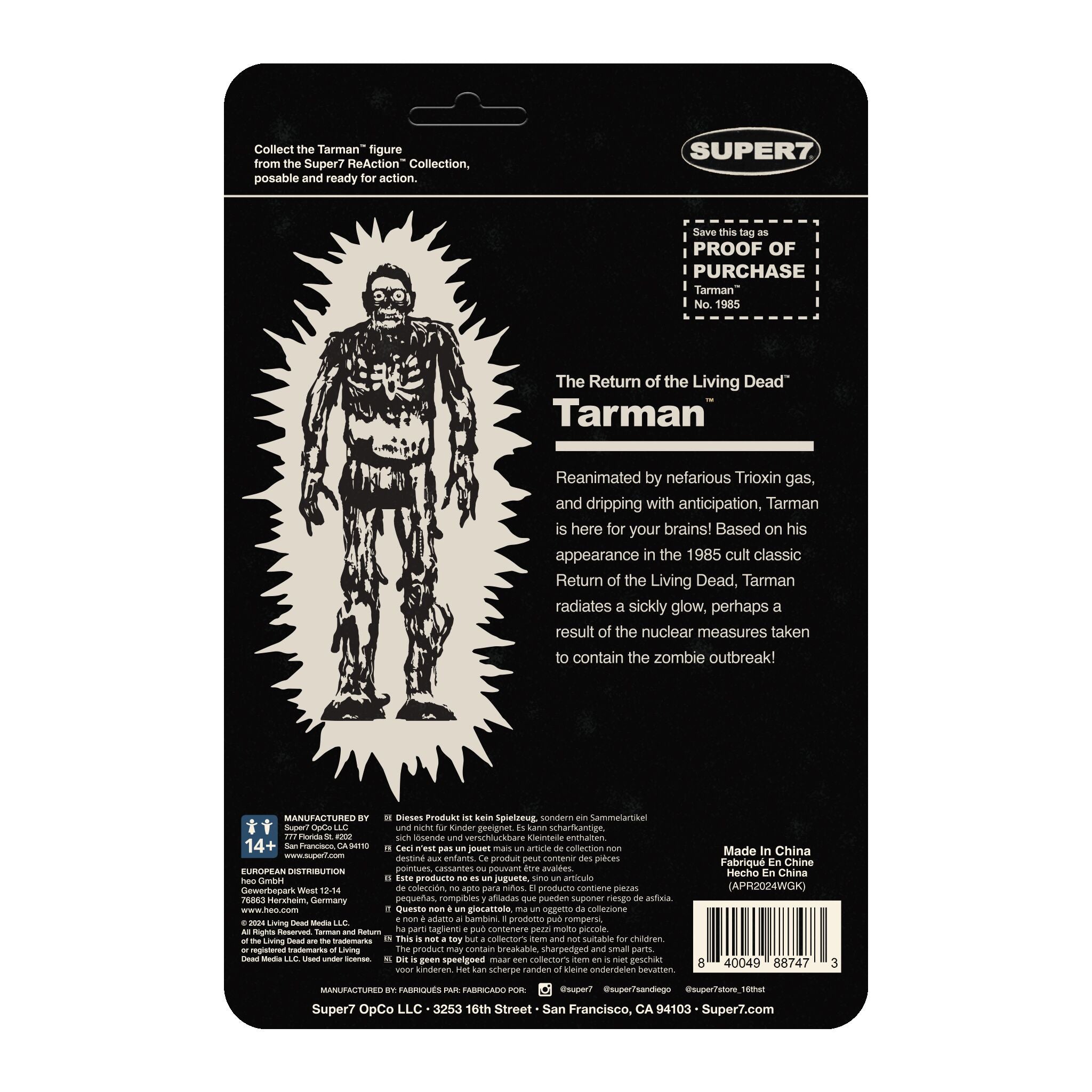 Super7 Return of the Living Dead Tarman figurina glow