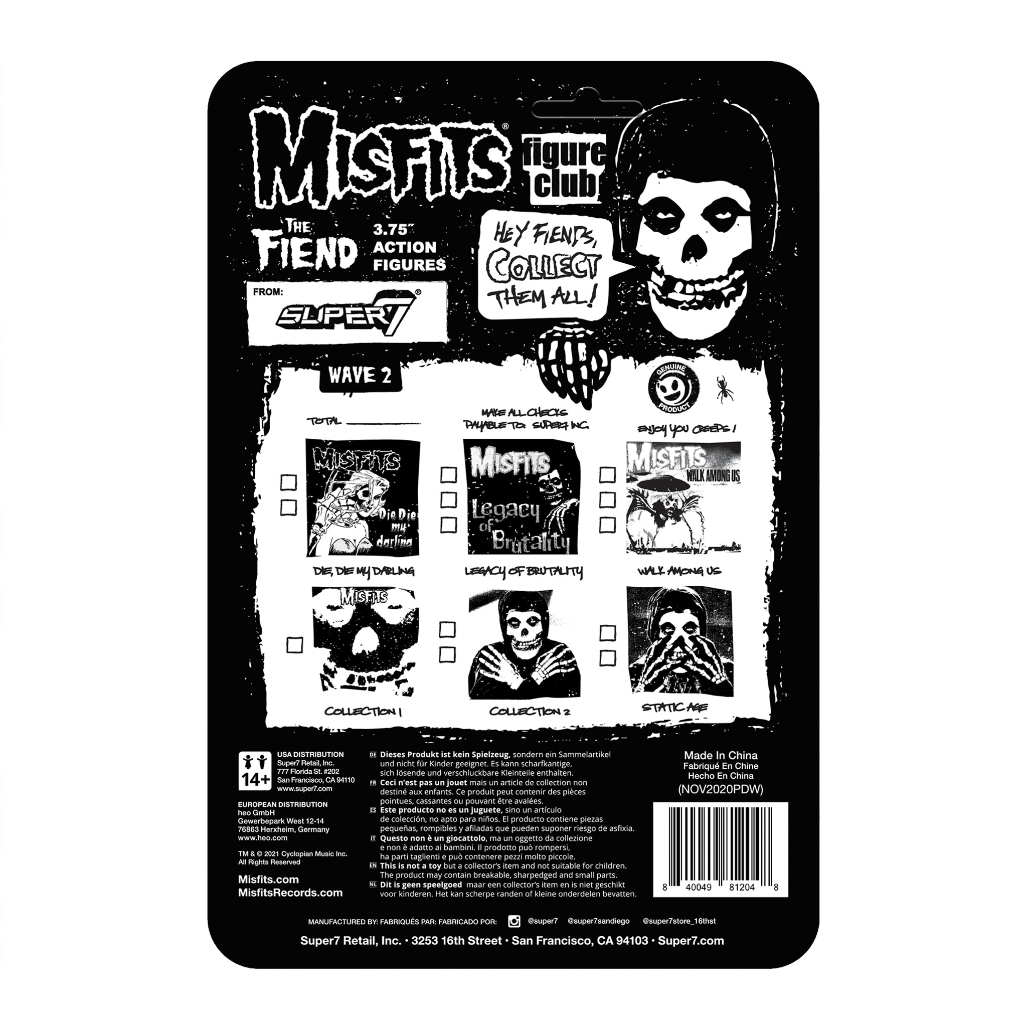 Super7 ReAction Misfits Fiend Collection 2 figurină transparentă