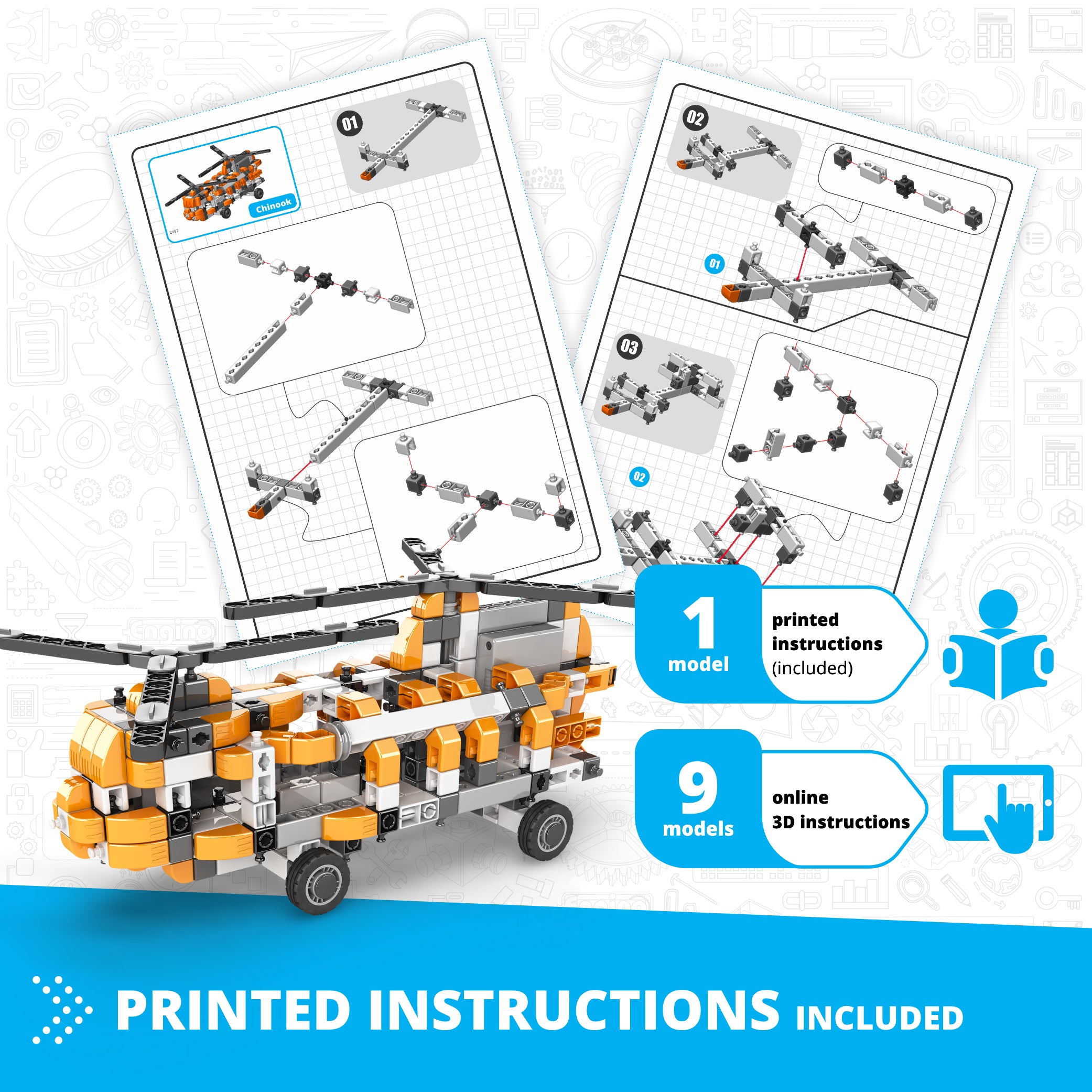 Engino Inventor elicopter set constructie 10 modele motorizat