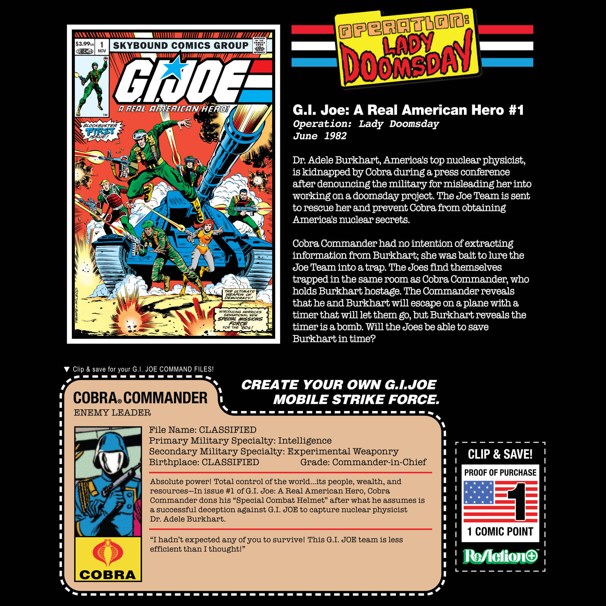 Super7 G.I. Joe ReAction+ Cobra Commander figurina set comic Issue 1