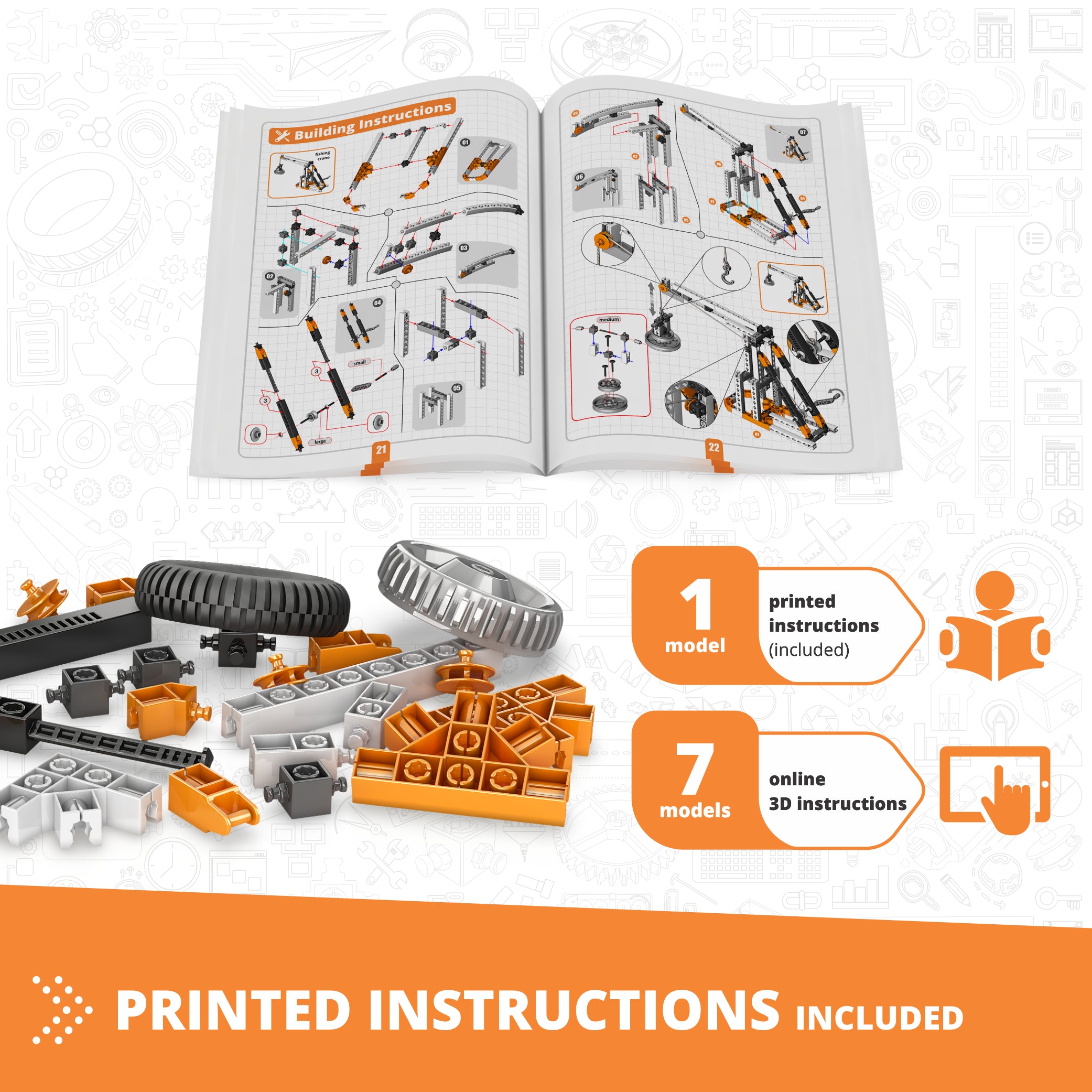 Engino Discovering STEM Cams & Cranks set constructie 8 modele motoare