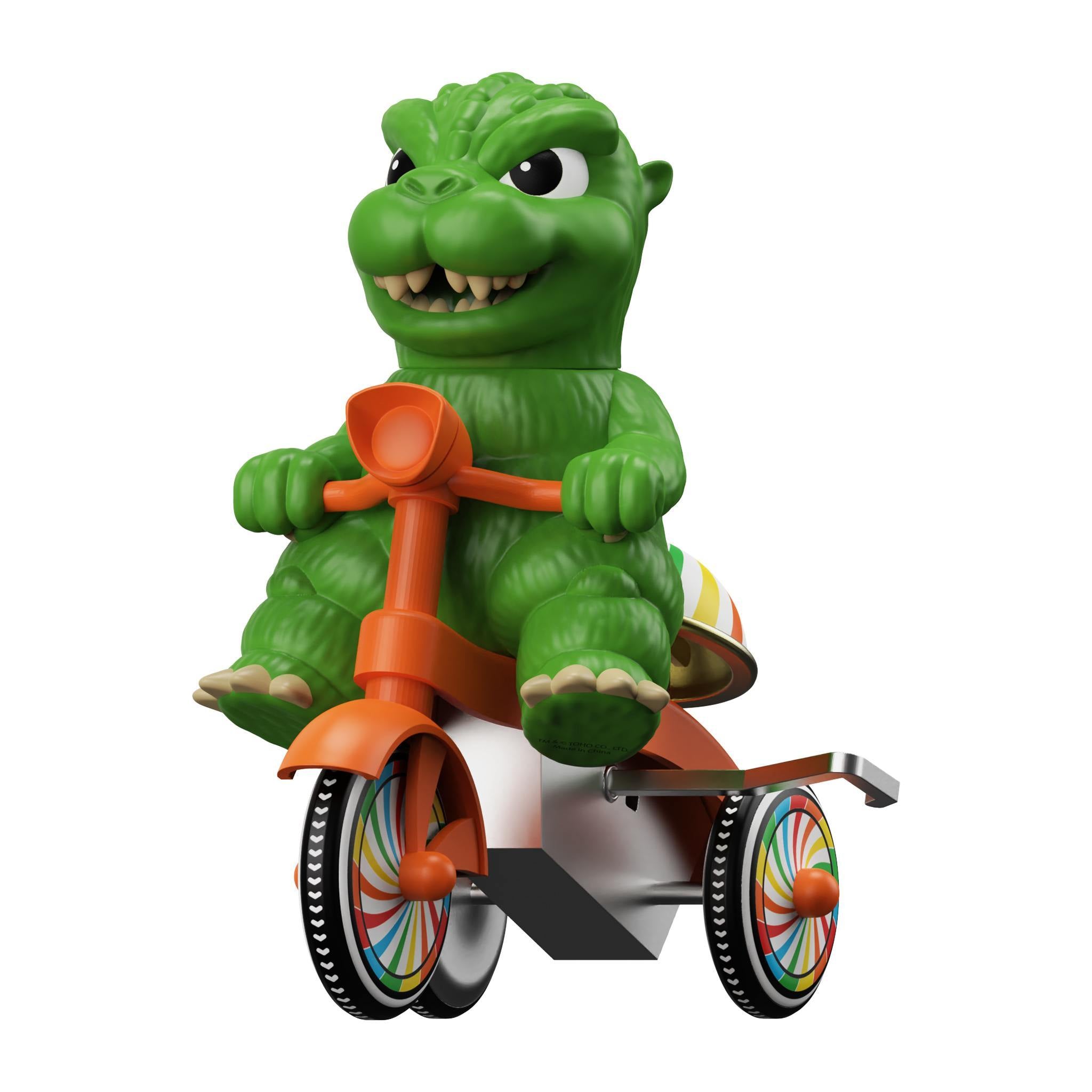 Super7 Toho Super Cycles Godzilla tricicleta verde rosu