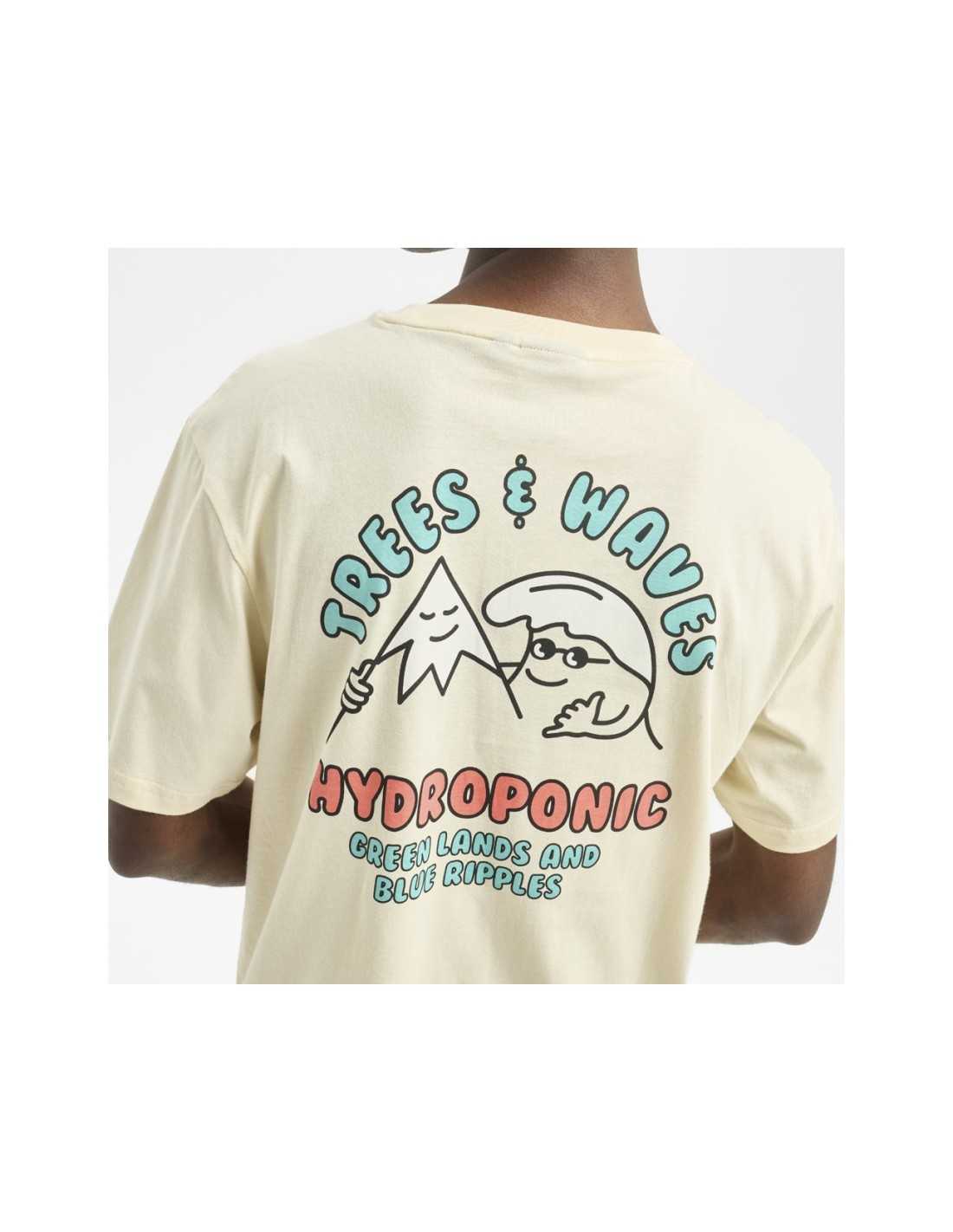 Hydroponic Trees&Waves tricou cream bumbac regular
