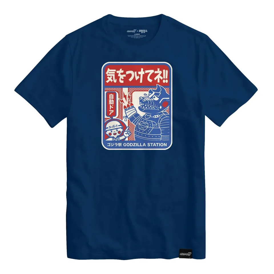 Super7 Toho Mechagodzilla Subway Sign tricou albastru