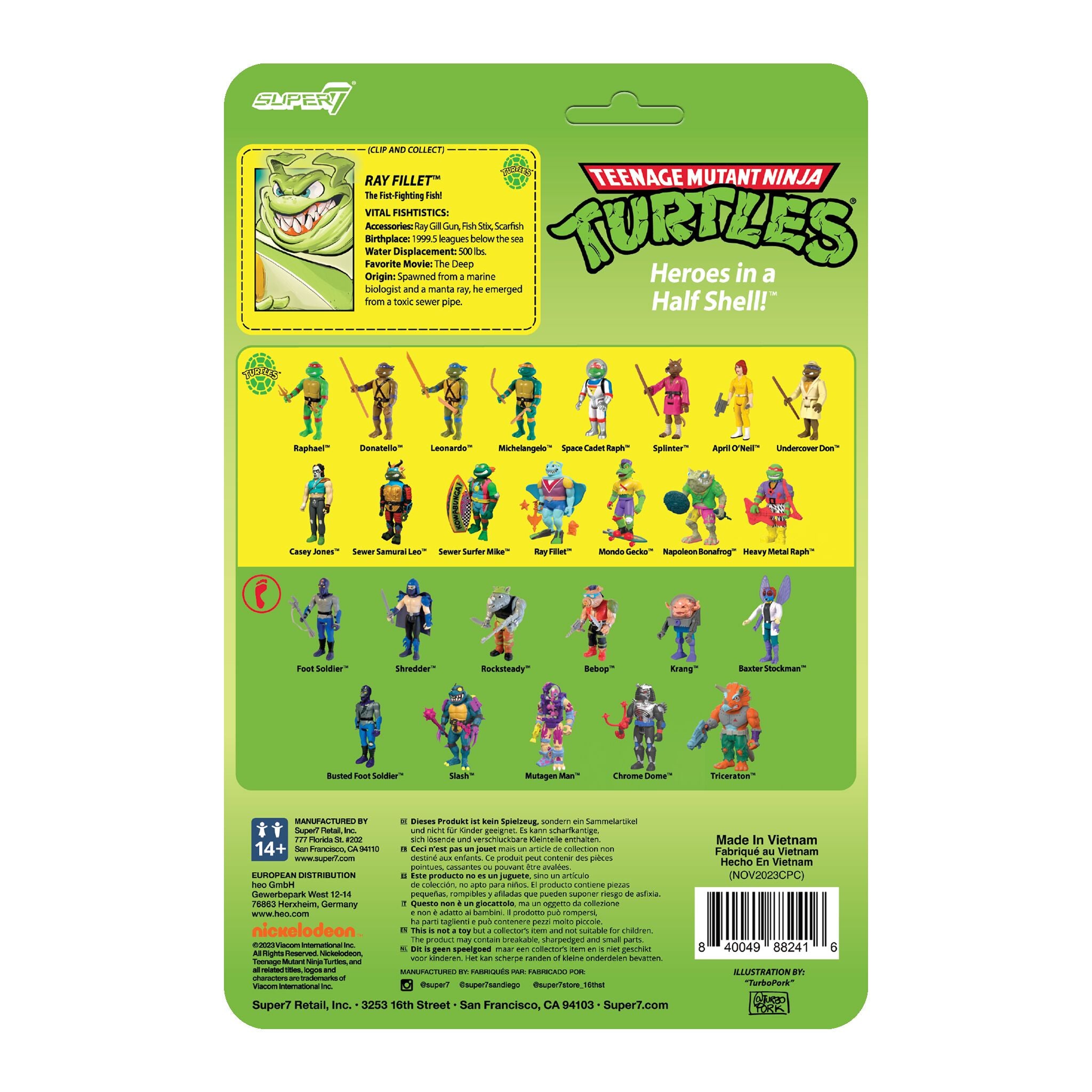 Super7 ReAction TMNT Ray Fillet Green Glow figurina fosforescenta