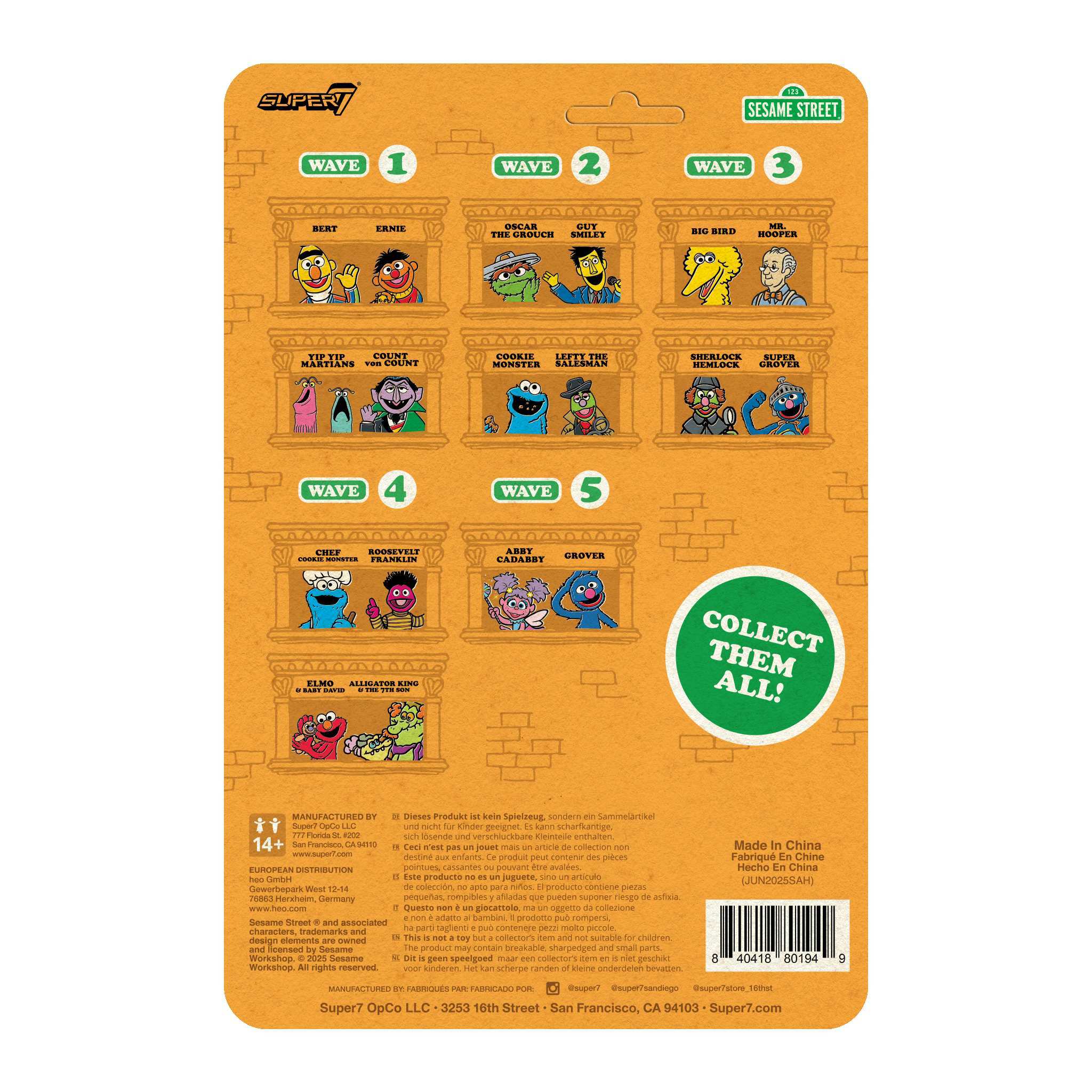 Super7 Sesame Street ReAction Grover figurina 9,5 cm litera G