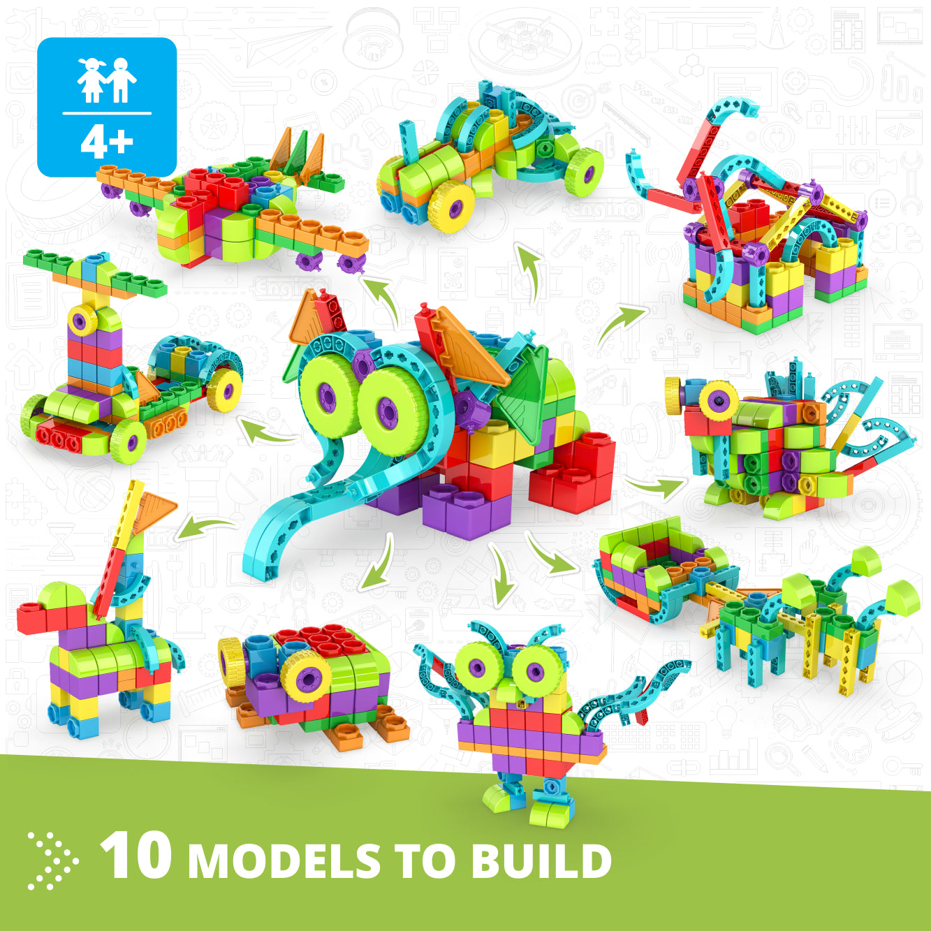 Engino Qboidz Elephant set construcție 10 modele 4+ ani