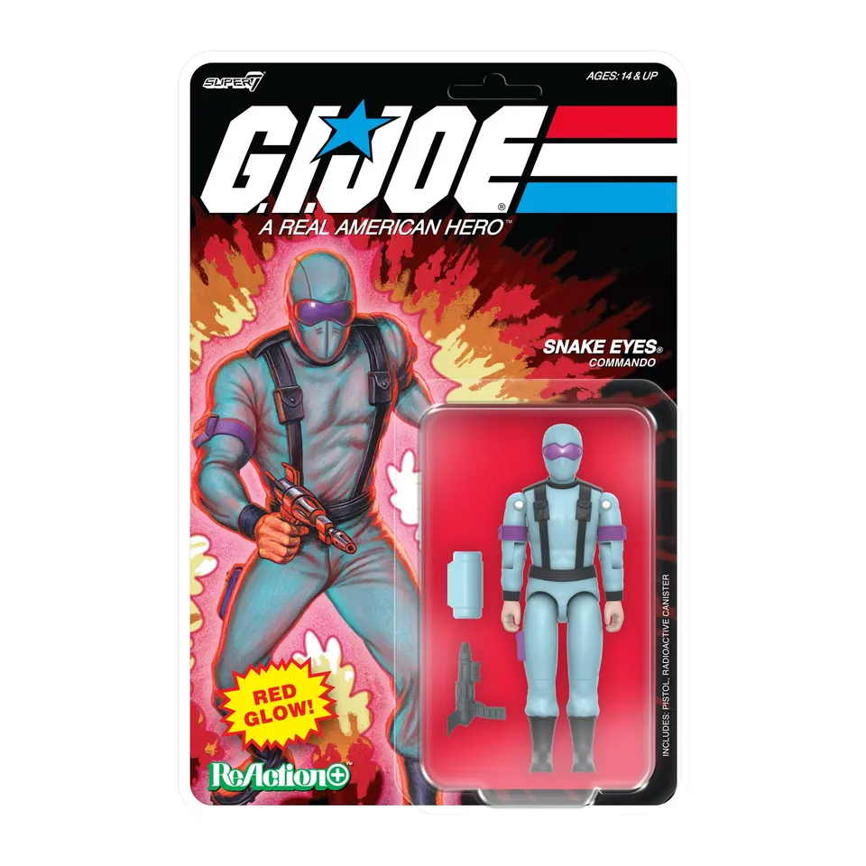 Super7 ReAction+ Snake Eyes figurina glow rosu 9,5 cm