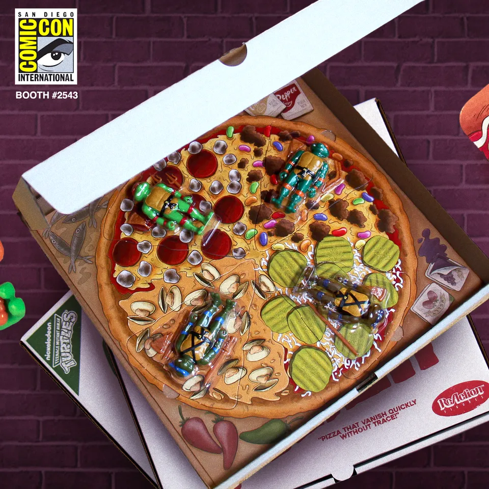 Super7 ReAction TMNT Pizza Box 4 figurine 9,5cm SDCC