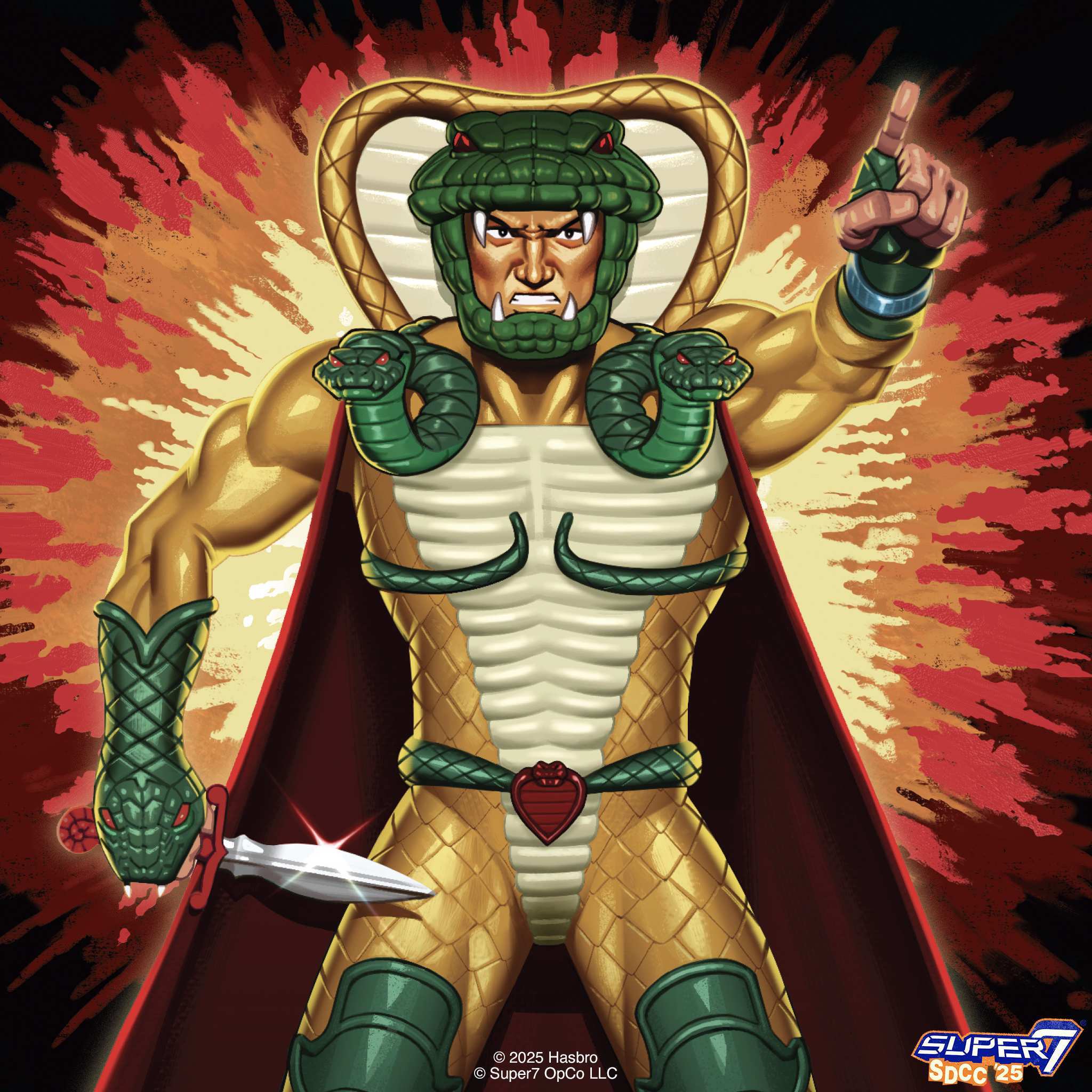 Super7 G.I. Joe ReAction+ Serpentor figurină albă cu pelerină