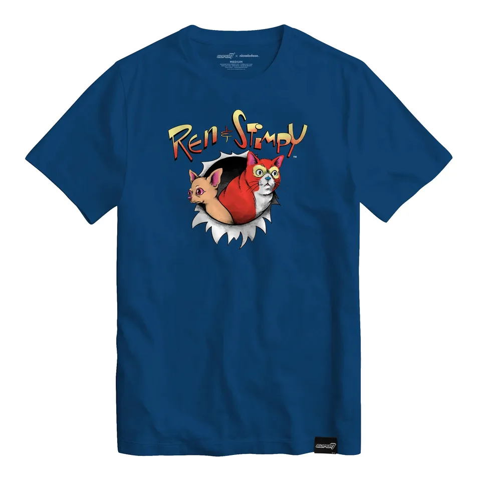 Super7 Ren & Stimpy Realistic tricou bleumarin bumbac