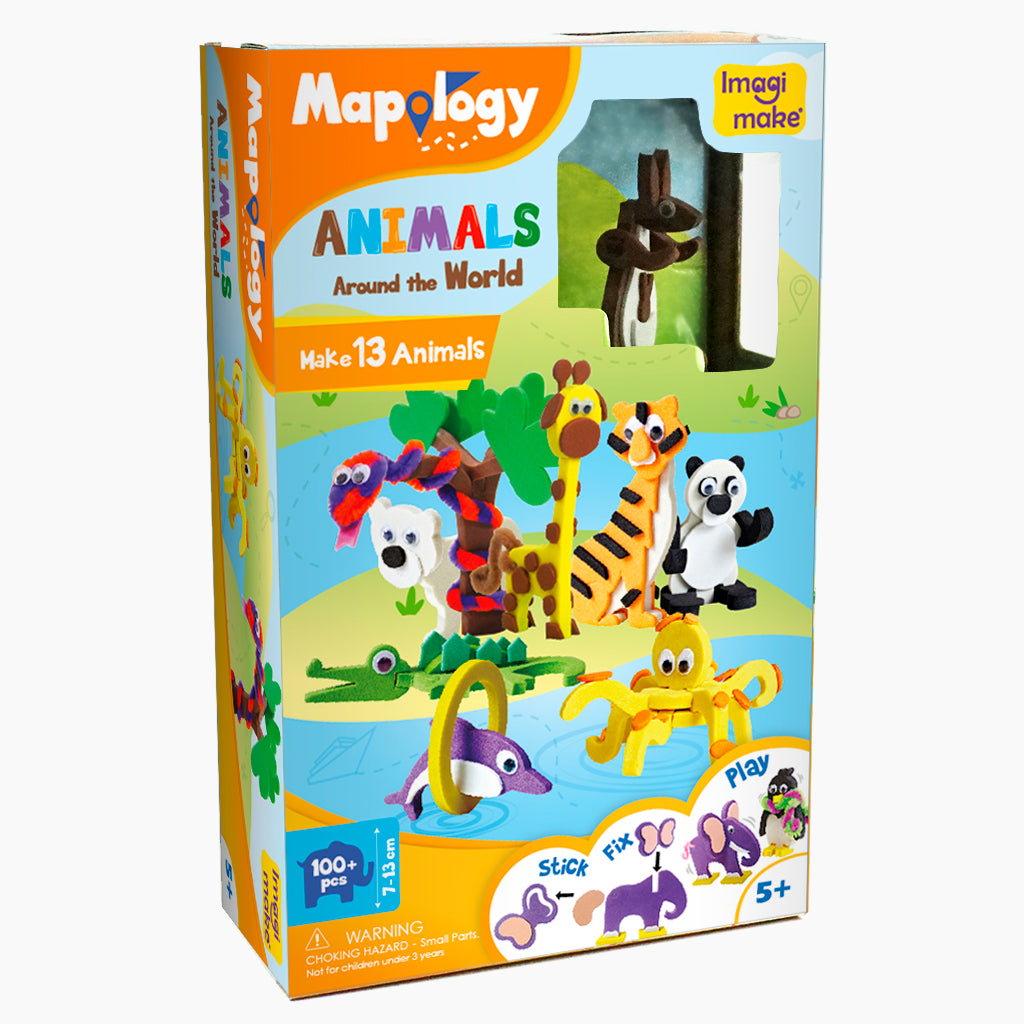 Imagimake Mapology Lumea set puzzle + animale 3D