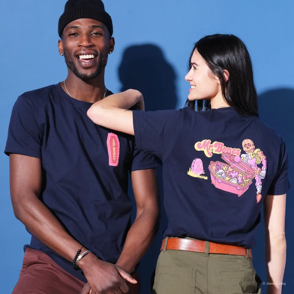 Super7 Mr. Bones tricou bumbac bleumarin cu imprimeu spate