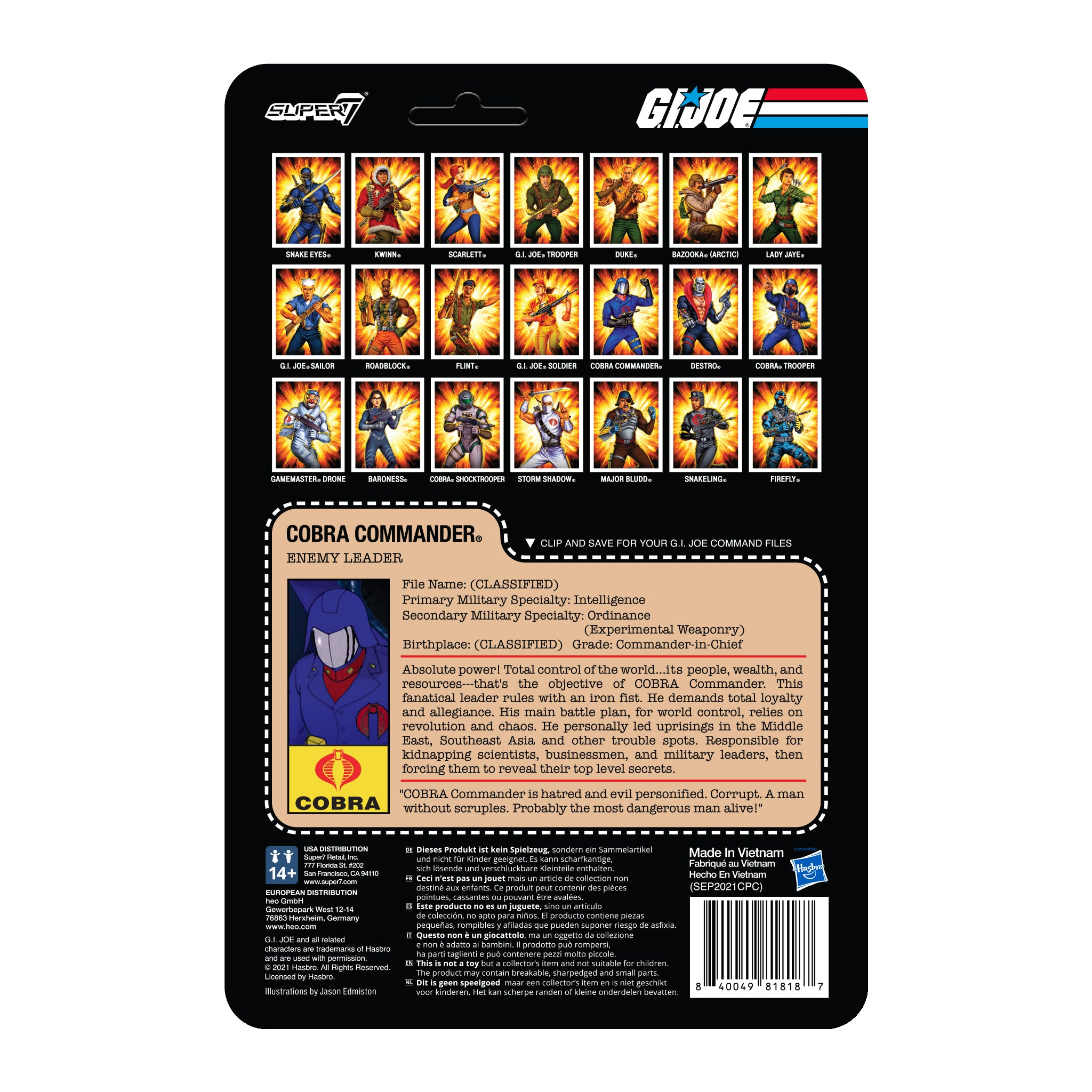Super7 ReAction Wave 3 Cobra Commander figurina Toy Colors