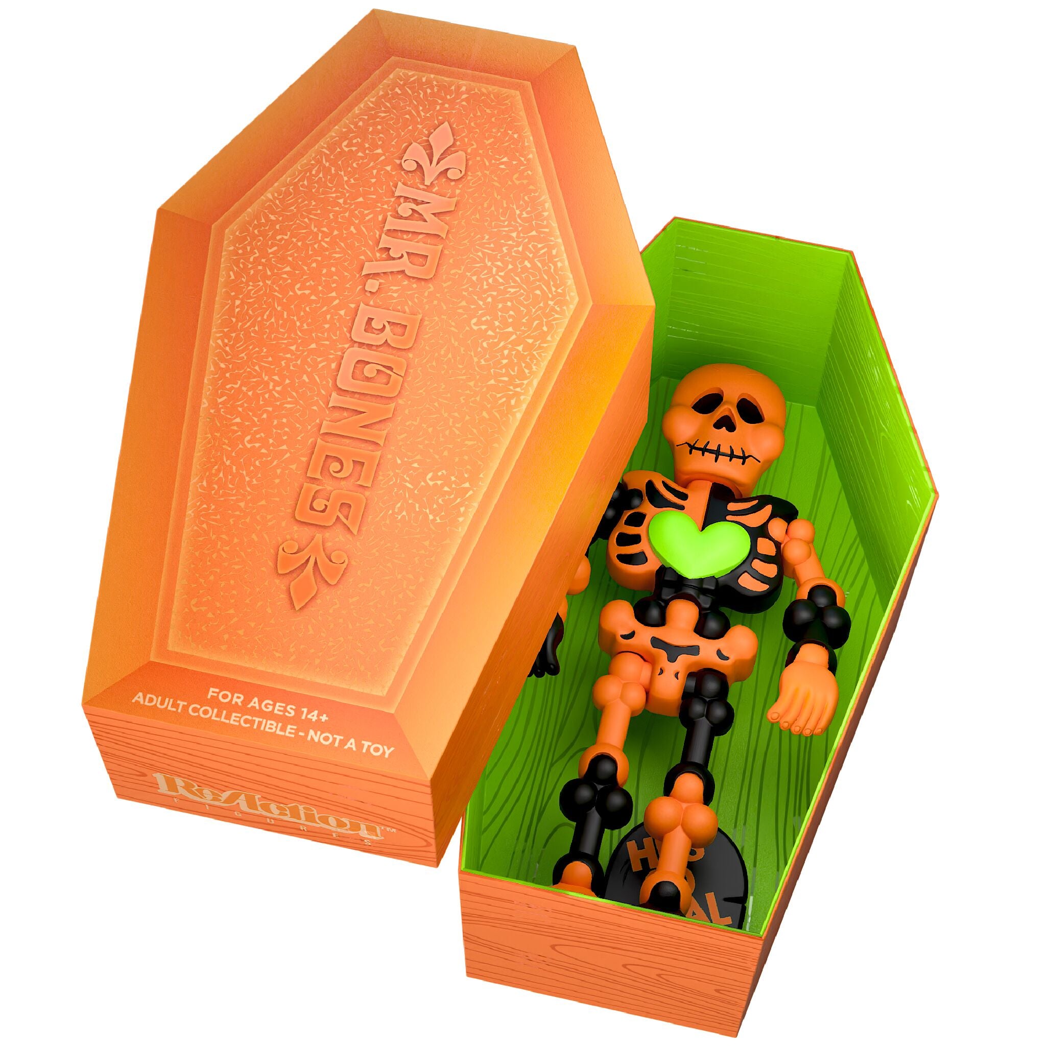 Super7 Mr. Bones Orange Black figurina sicriu Halloween