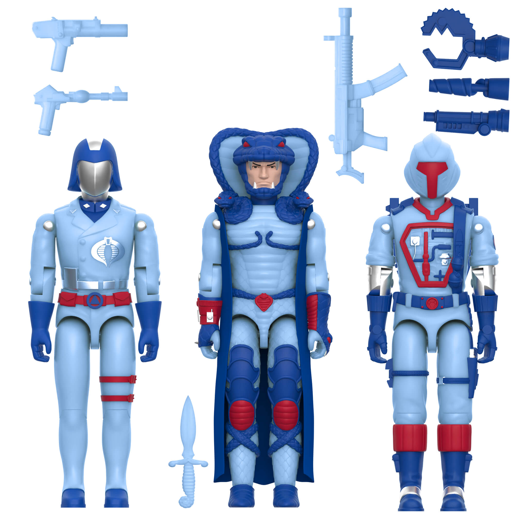 Super7 ReAction+ G.I. Joe Cobra set 3 figurine glow