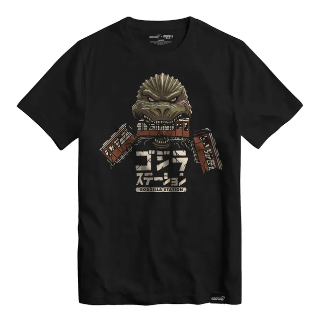 Super7 Toho Godzilla Train Biter tricou negru bumbac