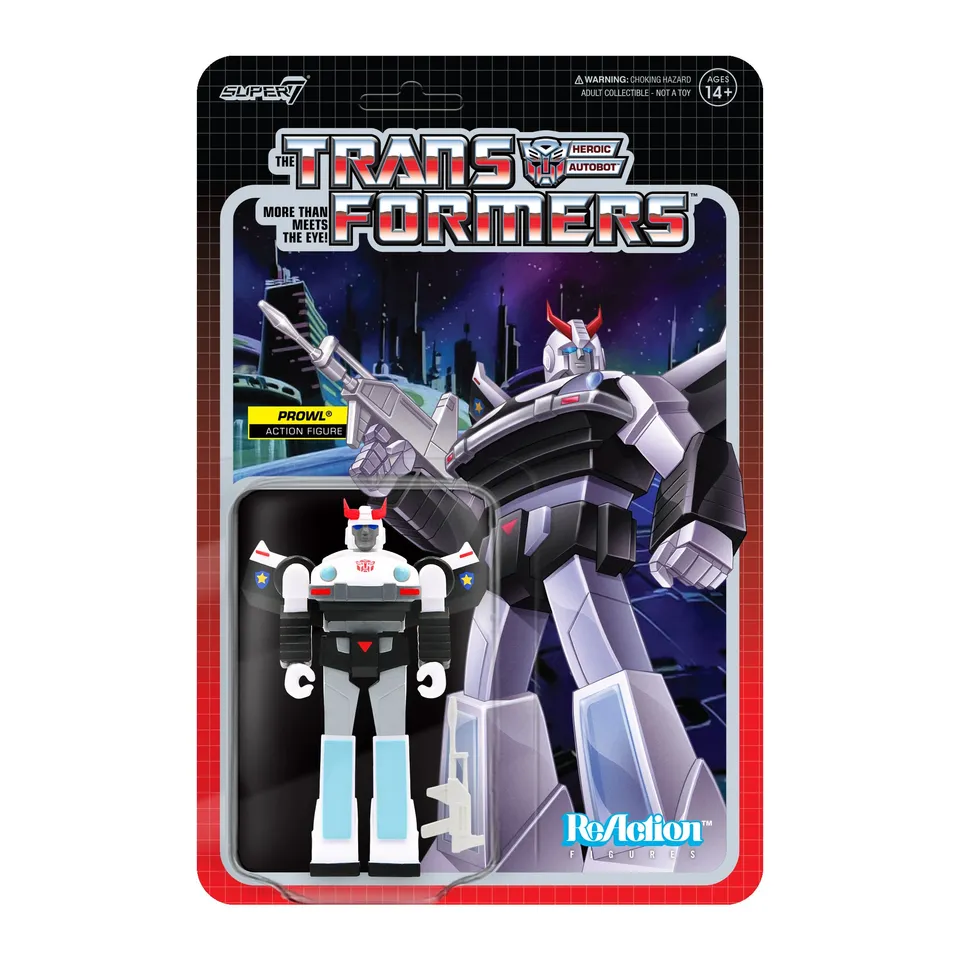 Super7 Transformers ReAction Prowl figurina 3,75 inch cu arma