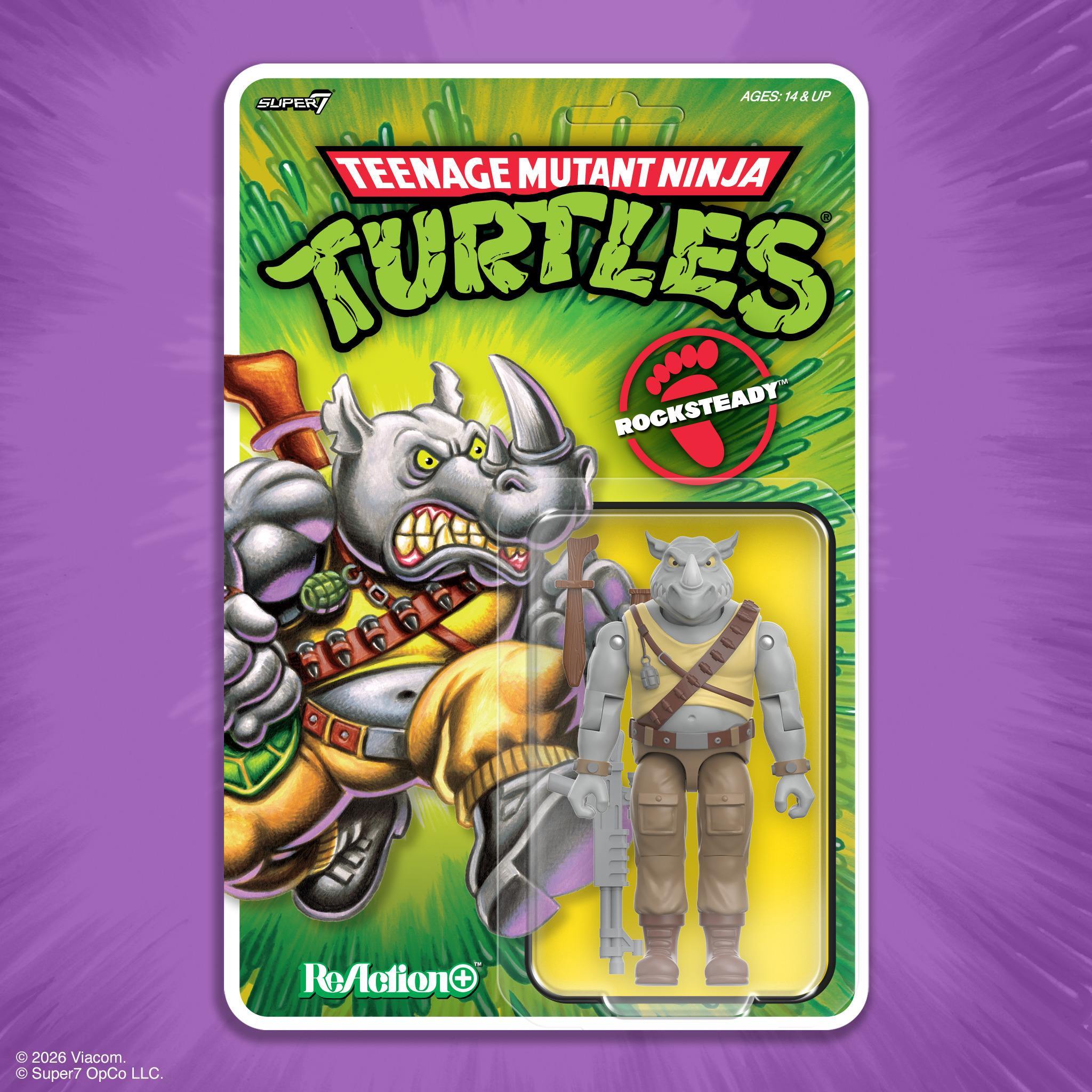 Super7 TMNT ReAction+ Wave 02 Rocksteady figurina 10 cm