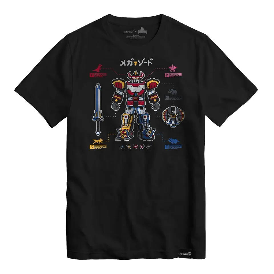 Super7 Mighty Morphin Power Rangers Megazord tricou negru